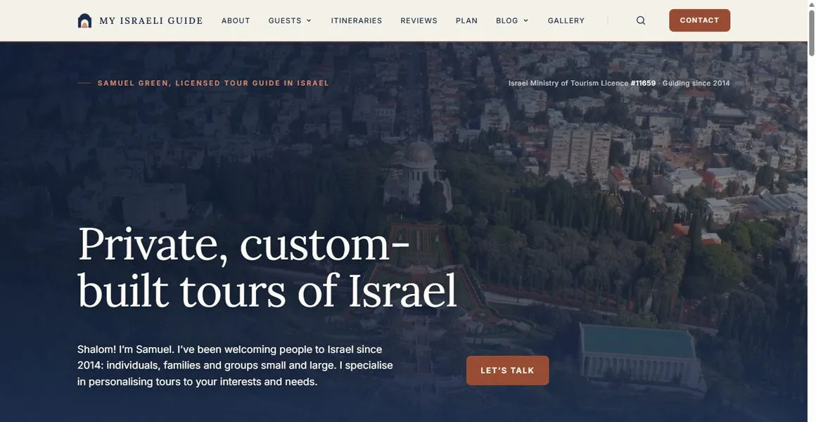 The My Israeli Guide website homepage